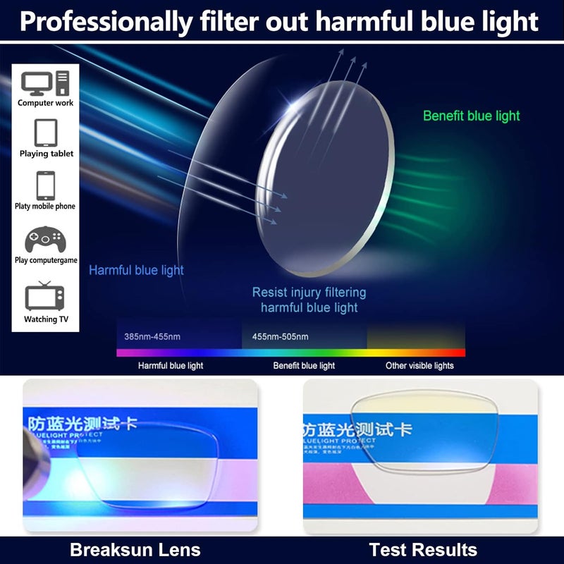 Breaksun Oversized Blue Light Glasses for Women Fashion Thick Square Computer Eyewear Non-Prescription Black Glasses (Black+ Champagne) - Image 5